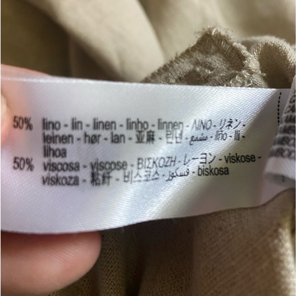 ZARA WOMAN LINEN BLEND PAREO PANTS TROUSERS LIGHT BEIGE S - Picture 6 of 7